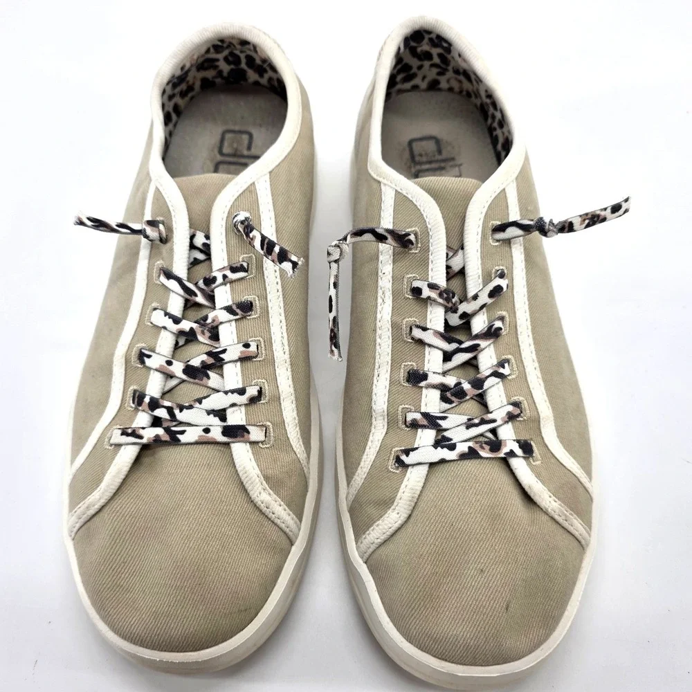 Hey Dude Karina Joy Sand Sneaker Beige Leopard Canvas Comfort Shoe 8 Earthy Boho